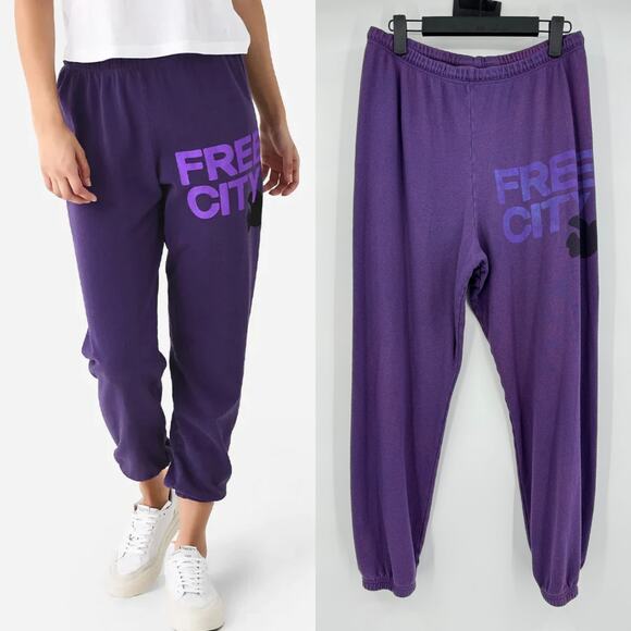 Free City | Custom Reworked Large Logo Purple Sweatpants M - Picture 1 of 11
